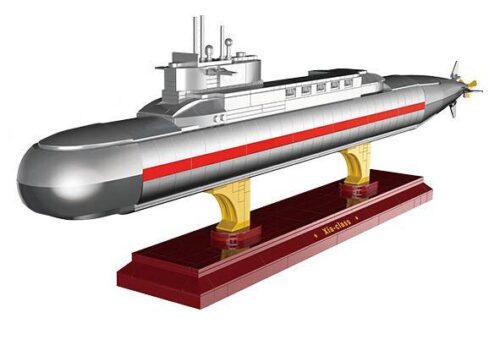 Mô hình render chi tiết của bộ lắp ráp ZHEGAO QJ5063 Tàu ngầm hạt nhân chiến lược Type 092, món đồ chơi mô hình hấp dẫn cho con trai 6 tuổi.