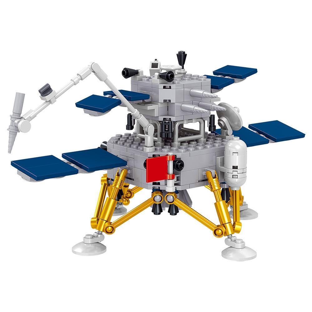 Bộ lắp ghép ZHEGAO QL0281 Tàu thám hiểm Mặt Trăng Hằng Nga chi tiết, màu trắng xám xanh, phù hợp bé trai 6 tuổi, giá tốt.