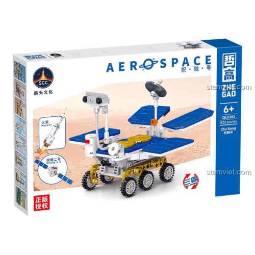 Hộp bộ lắp ghép ZHEGAO QL0282 Aerospace Xe tự hành sao Hỏa Chúc Dung, đồ chơi không gian 523 mảnh cho bé trai 6 tuổi.