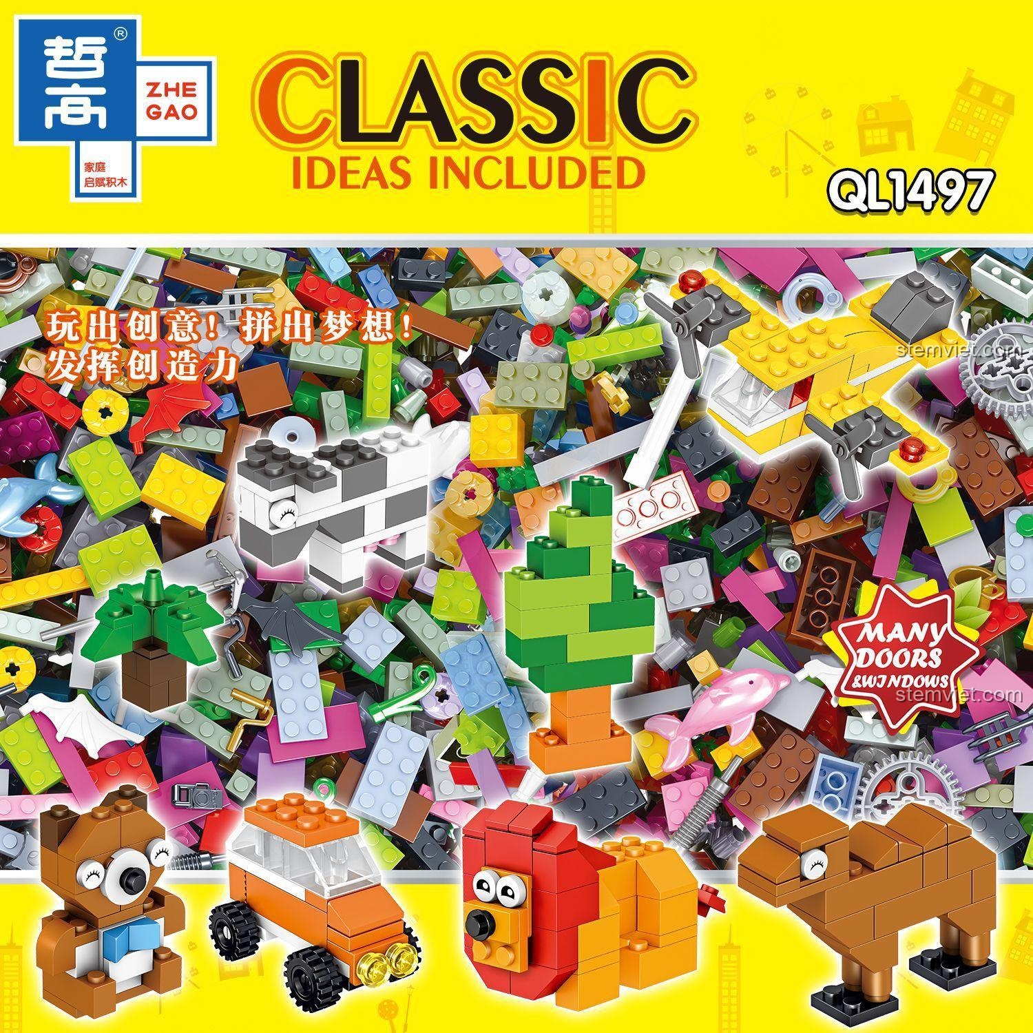 Bộ gạch xây dựng cơ bản ZHEGAO QL1497 580 mảnh ghép, đồ chơi giáo dục STEM tương thích LEGO® cho bé trai và bé gái 3 tuổi, giúp rèn luyện tư duy logic