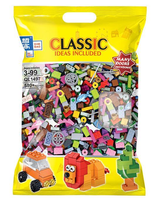 Bộ lắp ghép sáng tạo cổ điển ZHEGAO QL1497 580 mảnh ghép đa dạng, đồ chơi lắp ráp đa năng kích thích tư duy cho bé trai và bé gái 3 tuổi, giá tốt