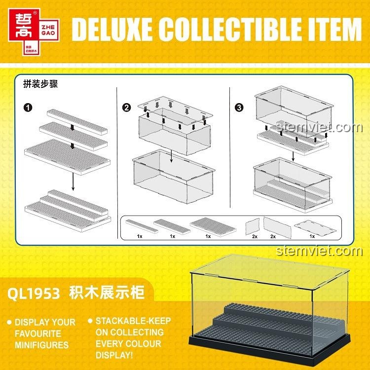 Hướng dẫn lắp ráp hộp trưng bày ZHEGAO QL1953, trưng bày các minifigure yêu thích của bạn.