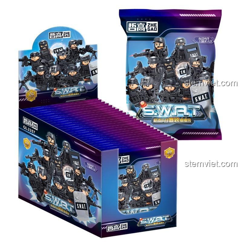 Bộ sưu tập minifigure đặc nhiệm SWAT ZHEGAO QL2257, đồ chơi xây dựng lính đặc nhiệm giá rẻ cho con trai