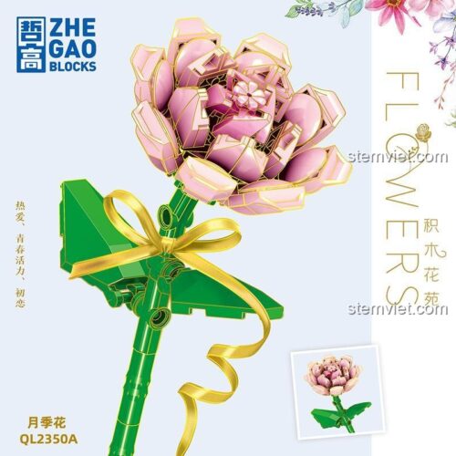 Hộp bộ lắp ghép Hoa hồng ZHEGAO QL2350A, đồ chơi mô hình Hoa hồng trang trí, món quà sáng tạo cho bé gái 6 tuổi, giá tiết kiệm