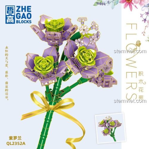 Đồ chơi lắp ghép Hoa Violet lắp ráp ZHEGAO QL2352A 147 mảnh, đồ chơi sáng tạo cho bé gái 6 tuổi, chất lượng cao