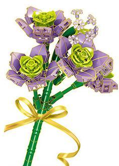 Bó hoa violet xếp hình ZHEGAO QL2352C 147 mảnh, sắc tím tinh khôi, đồ chơi lắp ráp cho bé gái 6 tuổi, giá tốt.