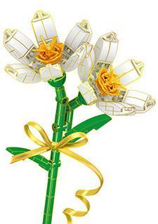 Bộ lắp ghép Hoa Thủy Tiên ZHEGAO QL2354A màu trắng tinh khôi, đồ chơi mô hình hoa cho bé gái 6 tuổi, giá tốt.