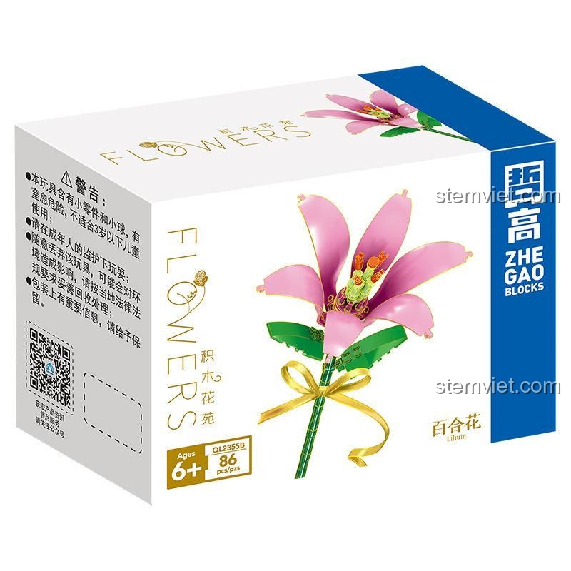 Hop bo lap ghep hoa bach hop ZHEGAO QL2355B, do choi hoa lily 86 manh, gia tot