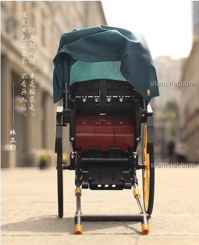 Góc nhìn từ phía sau của bộ xếp hình Rickshaw Thượng Hải AchKo 50014.