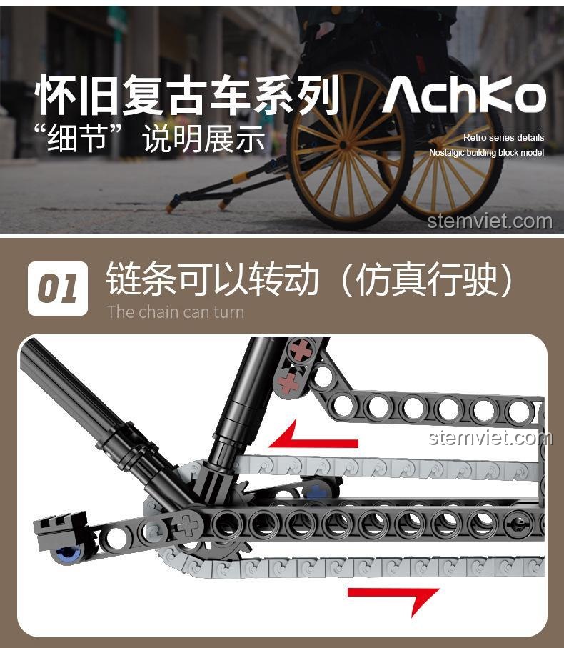 Chi tiết tinh xảo của bộ lắp ráp AchKo 50015, dành cho bé trai.