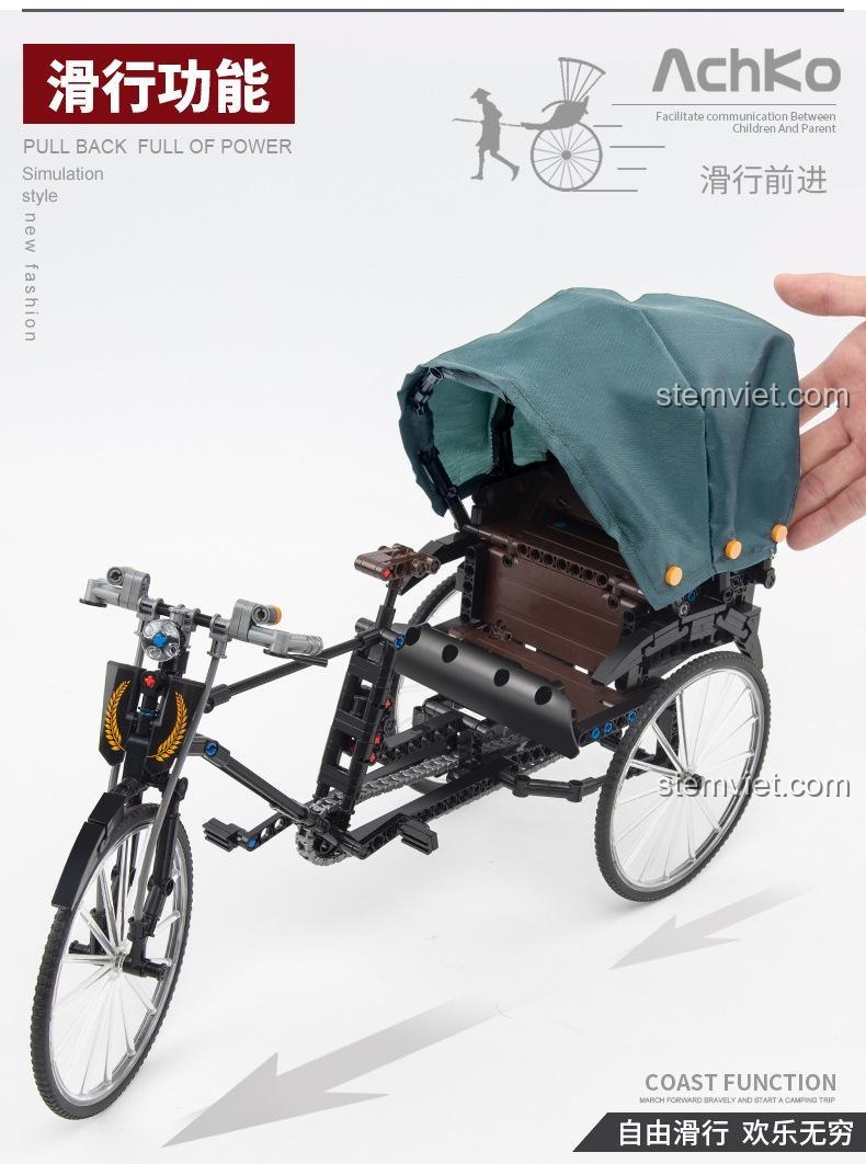 So sánh mô hình xe xích lô và xe đạp cổ điển AchKo 50015.