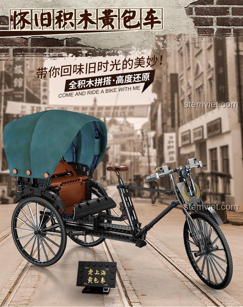 Bộ xếp hình Xe kéo Thượng Hải cổ AchKo 50015, tái hiện vẻ đẹp hoài cổ.