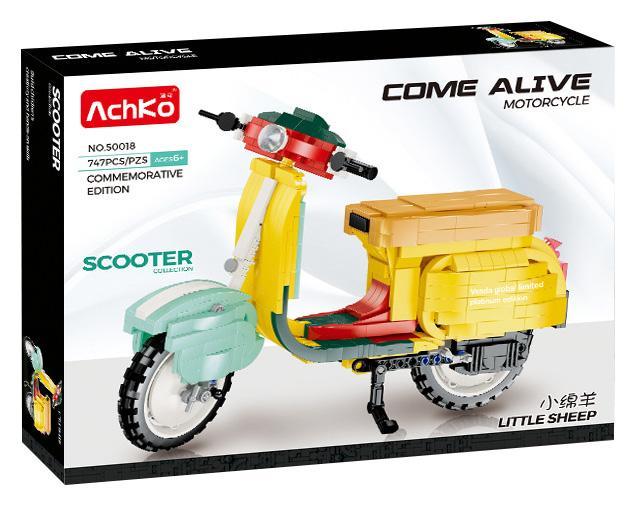 AchKo 50018 Xe mô tô Tiểu Miên Dương, bộ lắp ráp xe scooter cổ điển 747 mảnh ghép, đồ chơi mô hình cho bé trai 6 tuổi, giá tốt.