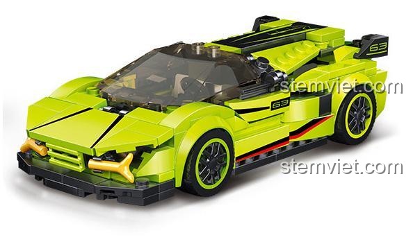 Mô hình đồ chơi Lamborghini Sian AchKo 50020 màu xanh lá, bộ lắp ghép siêu xe tốc độ cao cho bé trai, chất lượng cao