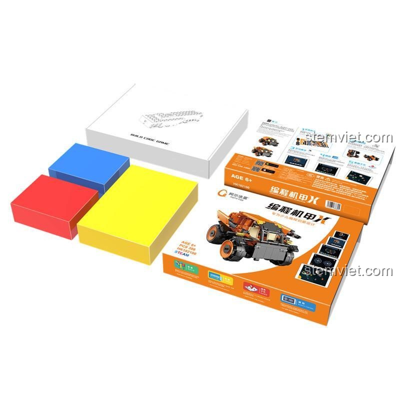 hộp đồ chơi xây dựng HK182100 Alpha Egg, bộ lắp ráp xe cơ giáp lập trình X, quà tặng cho bé trai 6 tuổi