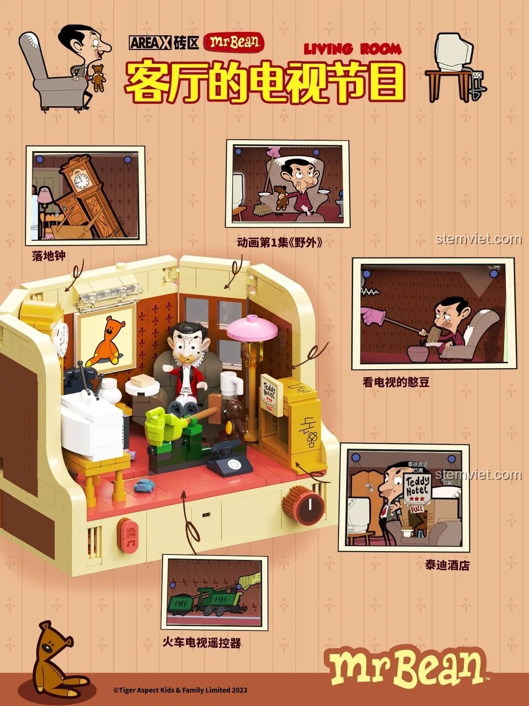 Các chi tiết tinh xảo của đồ chơi xây dựng Mr. Bean và chú gấu Teddy AREA-X 0036