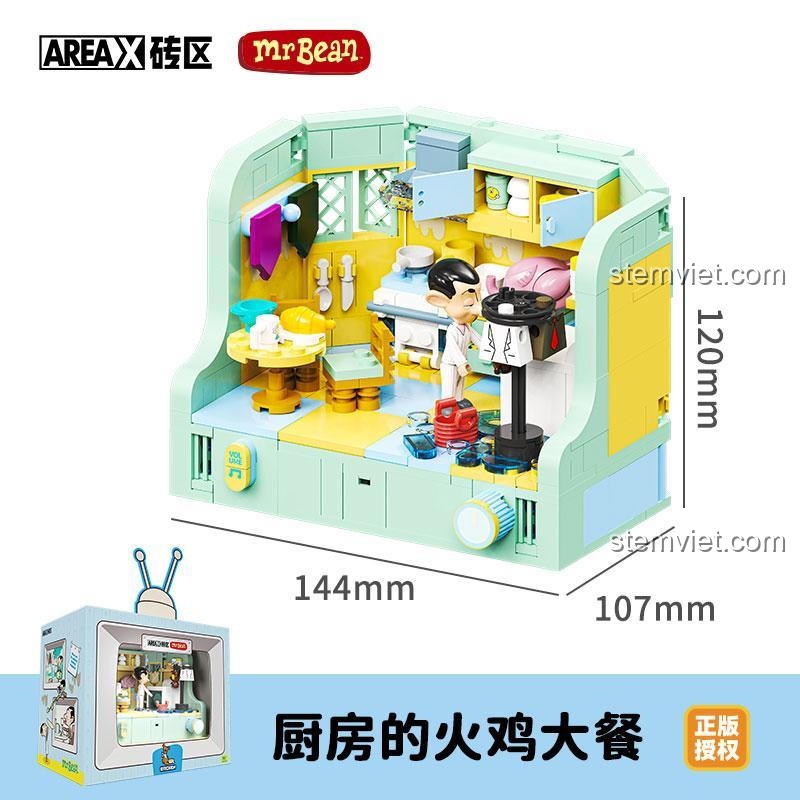 Kích thước đồ chơi mô hình Căn bếp của Mr. Bean AREA-X AB0038, chi tiết 14.4x10.7x12cm.