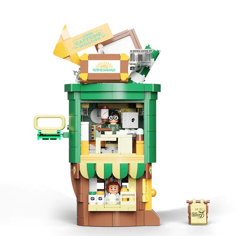 bộ lắp ghép Cửa hàng cà phê AREA-X AX0303, mô hình quán cà phê mini xoay 360 độ, đồ chơi cho bé 6 tuổi, giá tốt