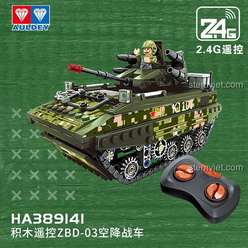 Bộ lắp ráp xe bọc thép ZBD-03 AULDEY HA389141 có điều khiển từ xa 2.4G, 427 chi tiết.