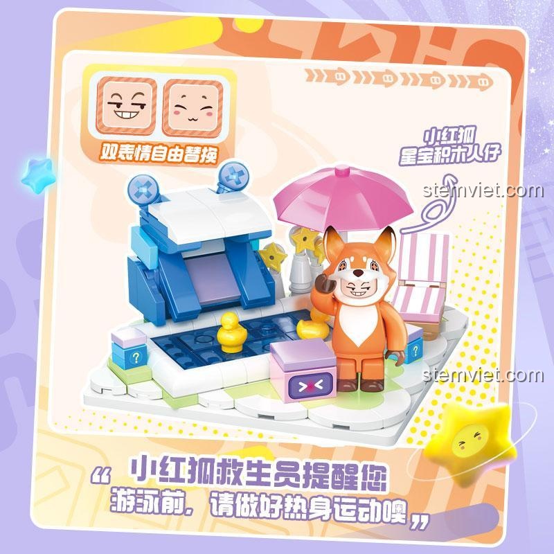 Nhân vật Cáo Cam bên bể bơi trong bộ lắp ráp Auldey HA392204, giá tốt.