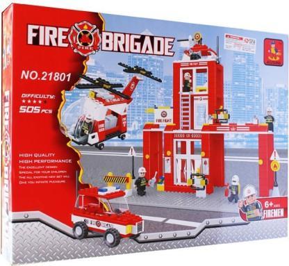 Hộp bộ lắp ghép Trạm cứu hỏa thành phố AUSINI 21801 gồm 505 mảnh, đồ chơi sáng tạo cho bé trai 6 tuổi, giá rẻ.