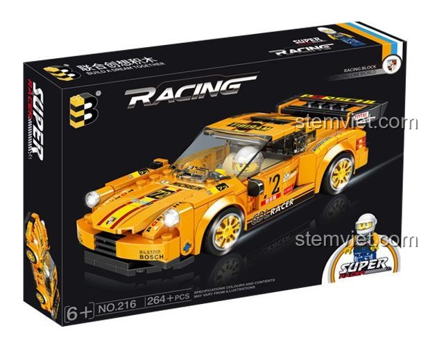 Mô hình Porsche 911 216 nhìn từ phía sau, thiết kế khí động học, đồ chơi cho bé trai