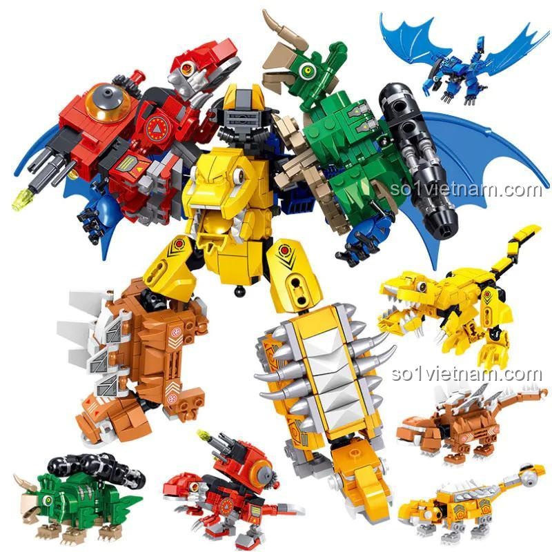 Đồ chơi mô hình Robot Biến Hình Khủng Long B Brand QL0209, lắp được 7 kiểu khác nhau từ 670 chi tiết.