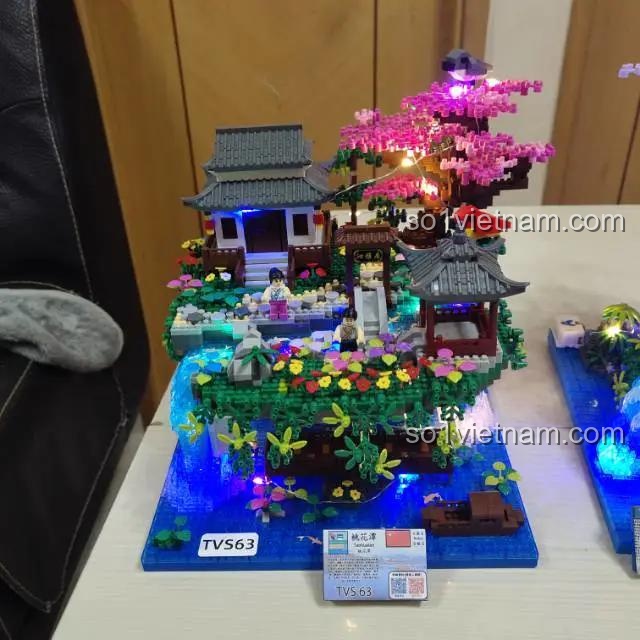 BALODY 16260 桃花潭 đồ chơi lắp ghép kiến trúc cổ kính có đèn LED trang trí cho bé trai 14 tuổi