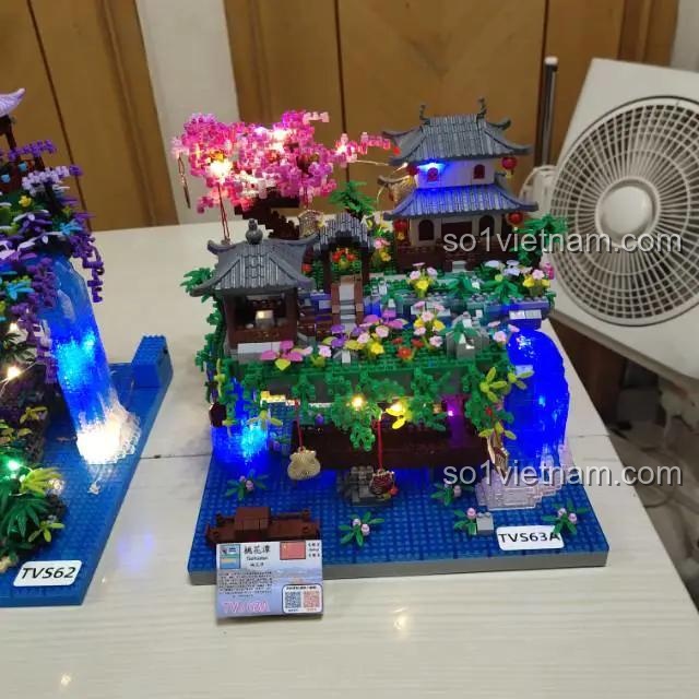 BALODY 16260 桃花潭 bộ lắp ráp kiến trúc cổ kính có đèn LED trang trí cho bé trai 14 tuổi