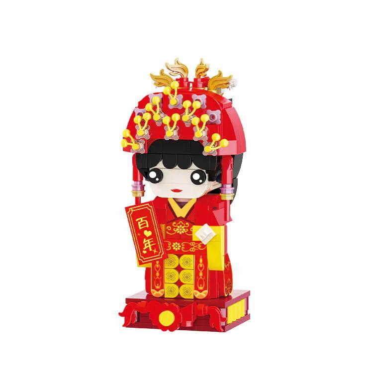 Bộ Lắp Ghép BALODY 20033 Mô hình cô dâu truyền thống Trung Quốc, 395 mảnh, màu đỏ và vàng, phù hợp cho bé gái 14 tuổi, giá tốt