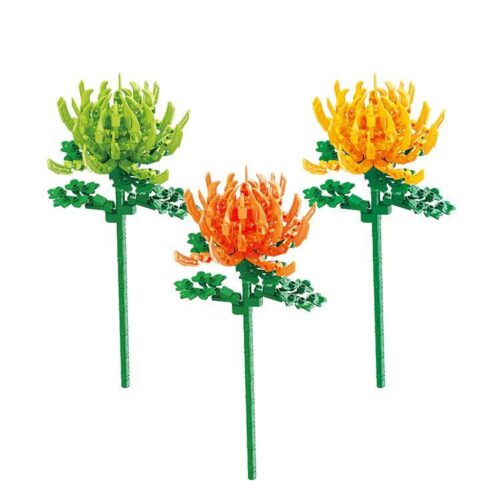 BALODY 20083 Bộ 3 Chậu Hoa Cúc Lớn Lắp Ghép Vàng Cam Xanh Lá cho bé gái 6 tuổi