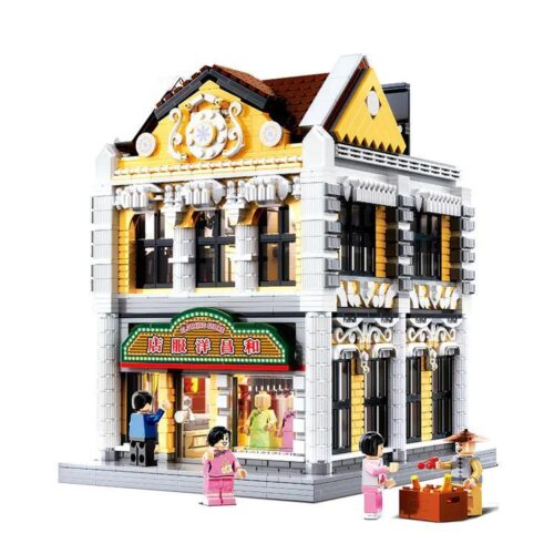 BALODY 21027 Nhà hàng Phục vụ Khách hàng Thượng Hải bộ đồ chơi Kiến trúc Cổ điển