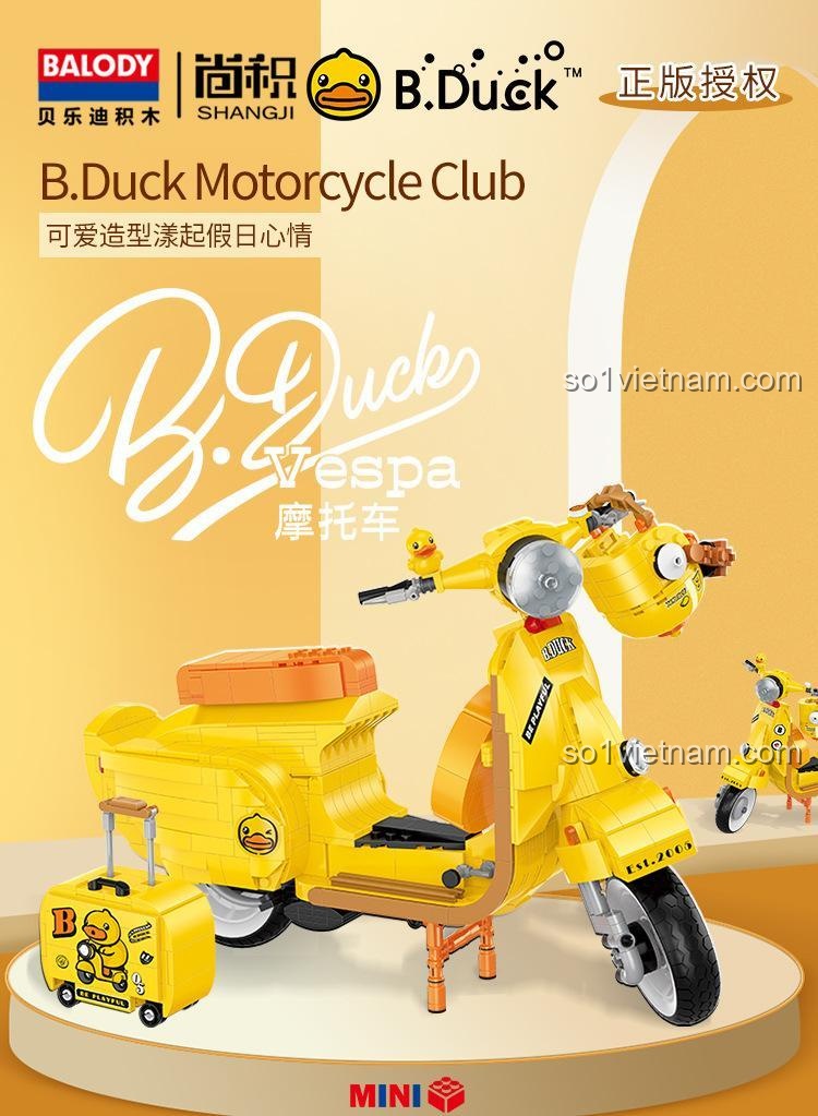 Hộp sản phẩm mô hình xe máy B.Duck màu vàng BALODY 21060