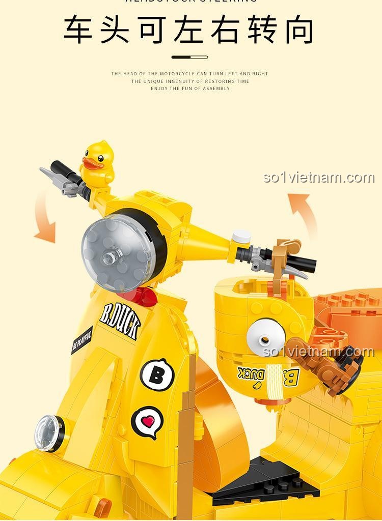 Phân tích chi tiết tay lái mô hình xe máy B.Duck BALODY 21060