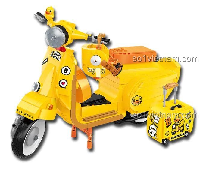 Mô hình xe máy B.Duck màu vàng BALODY 21060 có vali