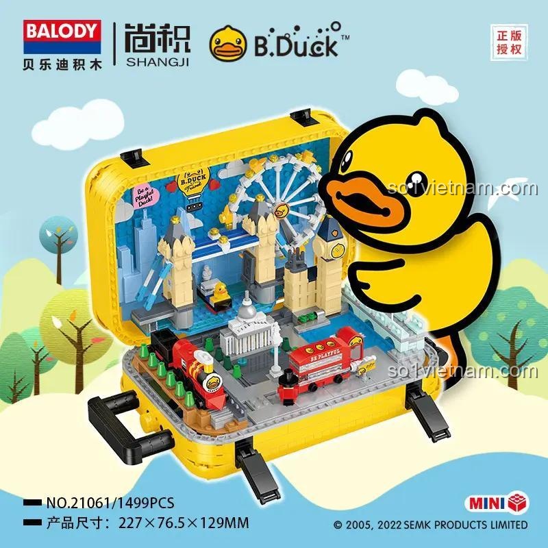 Bộ lắp ráp vali B.Duck Travel Suitcase BALODY 21061, chi tiết London thu nhỏ, 1499 mảnh, đồ chơi sáng tạo cho bé gái