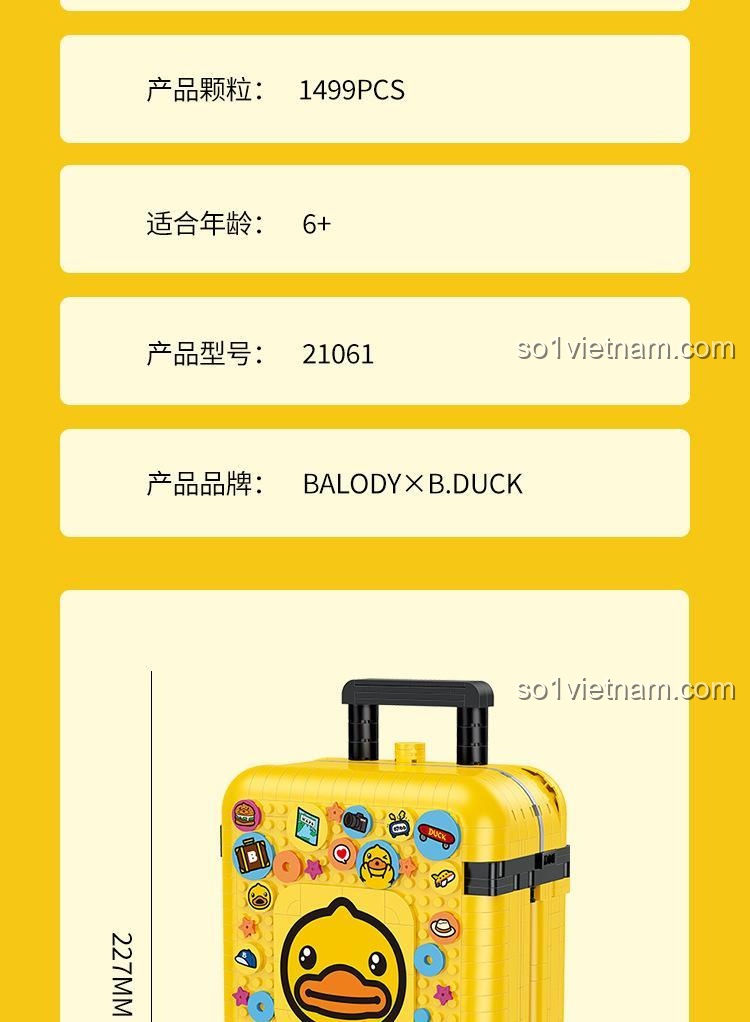Mô hình tháp Ben-dai trong vali B.Duck Travel Suitcase BALODY 21061, 1499 mảnh, đồ chơi sáng tạo cho bé gái