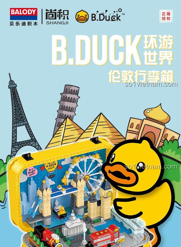 Thiết kế vali B.Duck Travel Suitcase BALODY 21061 độc đáo, tái hiện London, 1499 mảnh, đồ chơi giáo dục cho bé gái 6 tuổi