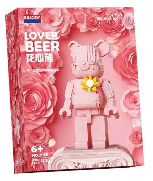 Bộ lắp ghép BALODY 21165 Gấu Tình Yêu Hồng 1126 mảnh ghép, đồ chơi mô hình giá tốt cho bé gái 6 tuổi, hộp sản phẩm màu hồng dễ thương.