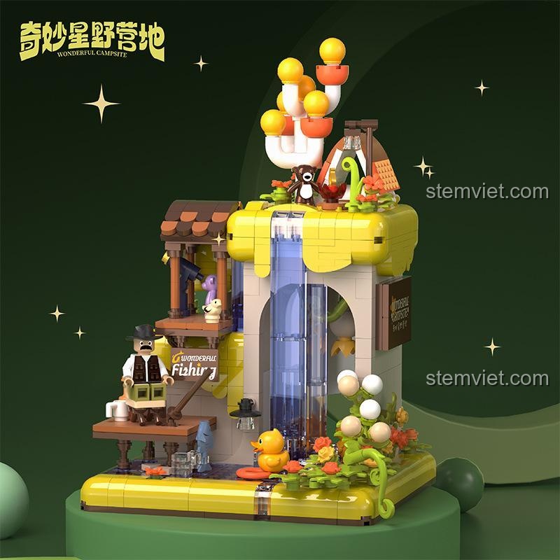 bộ xếp hình Cắm trại kỳ diệu, mô hình cắm trại với góc nhìn đẹp, đồ chơi sáng tạo cho bé 6 tuổi