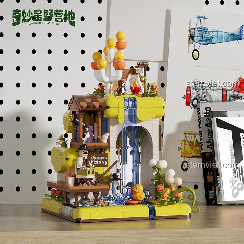 đồ chơi mô hình BALODY 21258, cảnh quan cắm trại chi tiết, đồ chơi giáo dục cho trẻ 6 tuổi