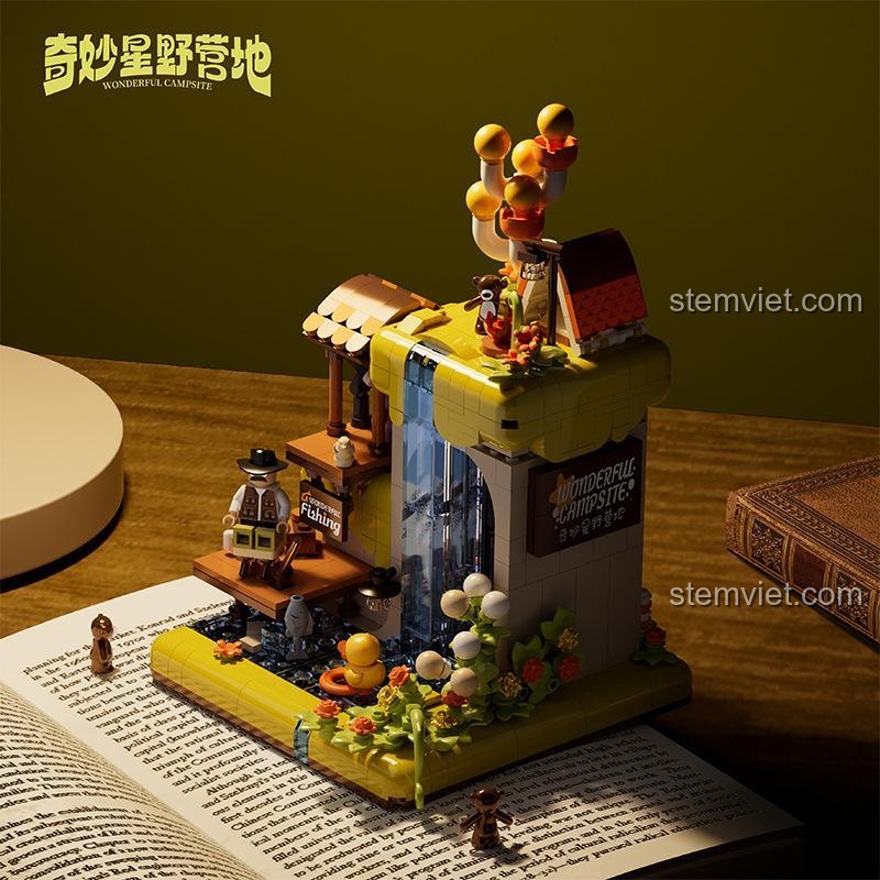 đồ chơi lắp ráp Thác nước cắm trại, mô hình thác nước trong trẻo, đồ chơi phát triển tư duy cho bé 6 tuổi