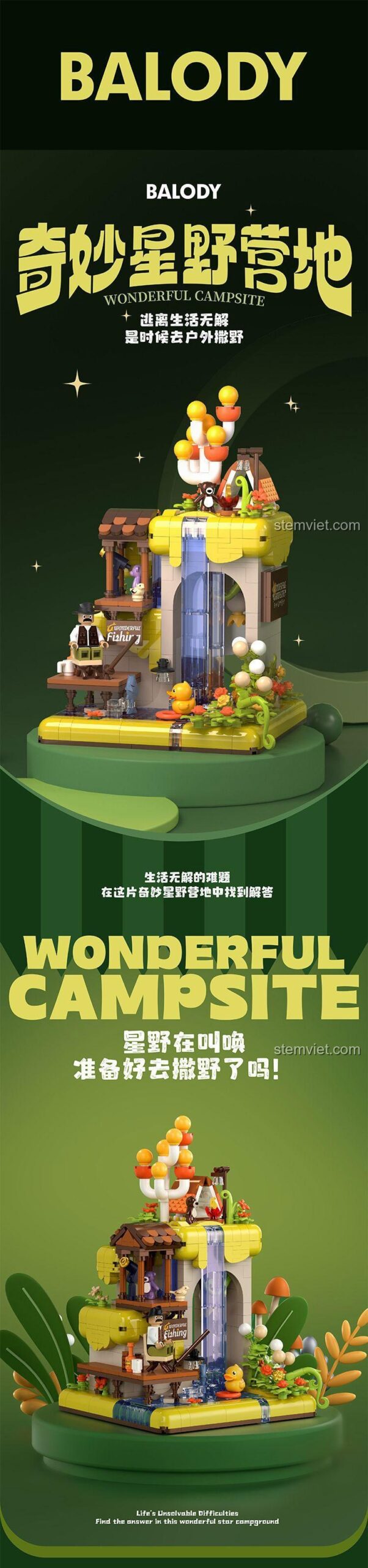 Khu Cắm Trại Kỳ Diệu BALODY, mô hình cắm trại độc đáo, đồ chơi chất lượng cao cho bé trai và bé gái
