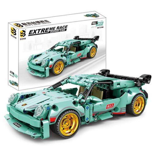 Bộ lắp ráp Xe Porsche 911 BanBao 1911B màu xanh lơ, có động cơ kéo lùi, dành cho bé trai 6 tuổi, giá tốt.