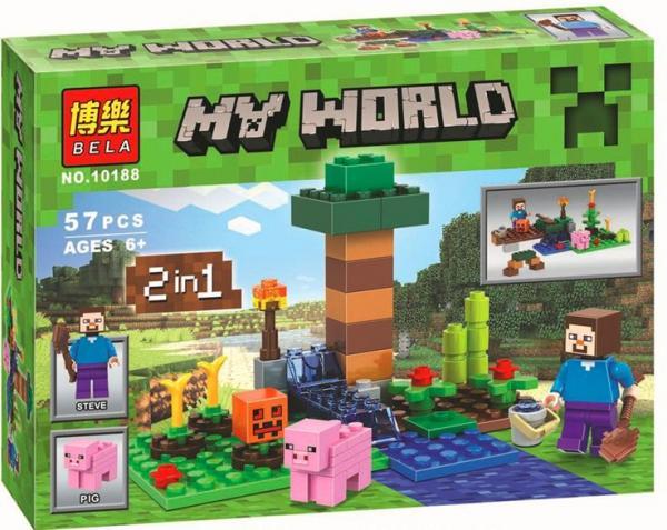Bộ đồ chơi BELA 10188 Nông trại Minecraft 2 trong 1, đồ chơi lắp ráp Thế giới My World cho bé trai 6 tuổi, giá tốt.