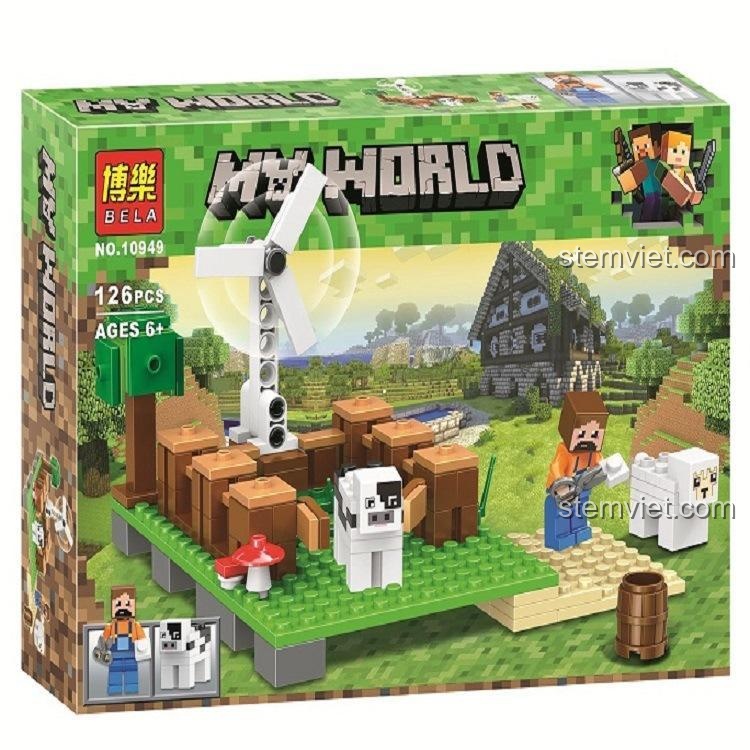Hộp bộ lắp ghép Nông trại Minecraft Bela 10949. Món quà sáng tạo cho bé trai 6 tuổi yêu thích game My World.