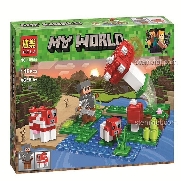 Hộp đồ chơi xếp hình Bela 10955 chủ đề Minecraft, gồm 119 chi tiết, quà tặng sáng tạo cho bé trai.