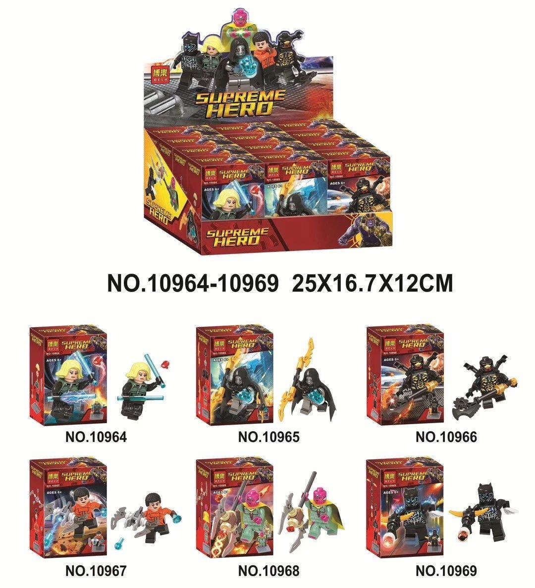 Bộ đồ chơi BELA 10969 Minifigure Biệt Đội Siêu Anh Hùng Supreme HERO 6 mẫu giá tốt cho bé trai 6 tuổi.