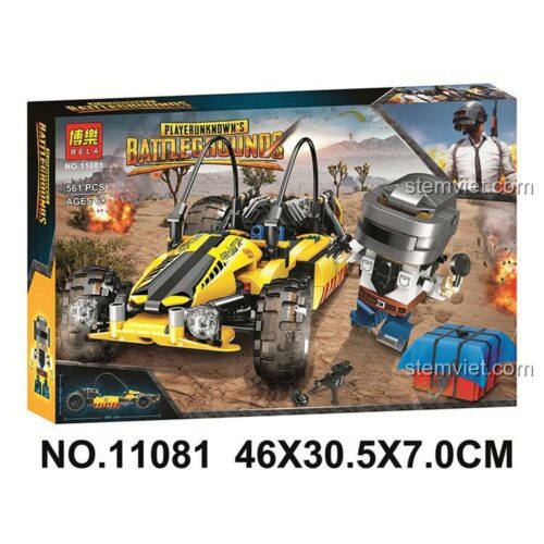 Hộp đồ chơi mô hình BELA 11081 Xe địa hình PUBG, bộ xếp hình 561 mảnh cho con trai.