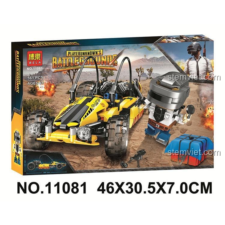 Hộp đồ chơi mô hình BELA 11081 Xe địa hình PUBG, bộ xếp hình 561 mảnh cho con trai.